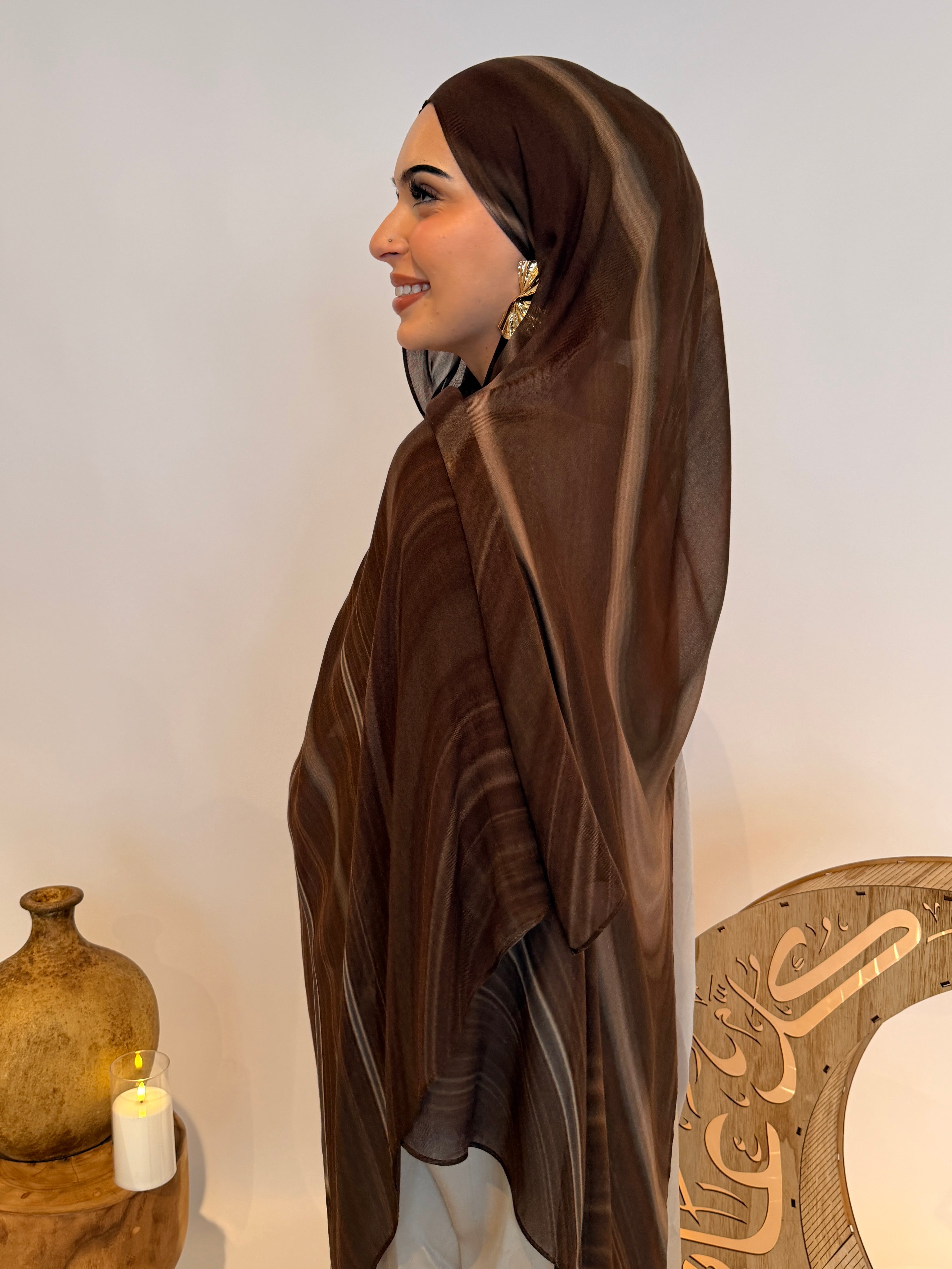 Mocha Swirl - Printed Modal Hijab
