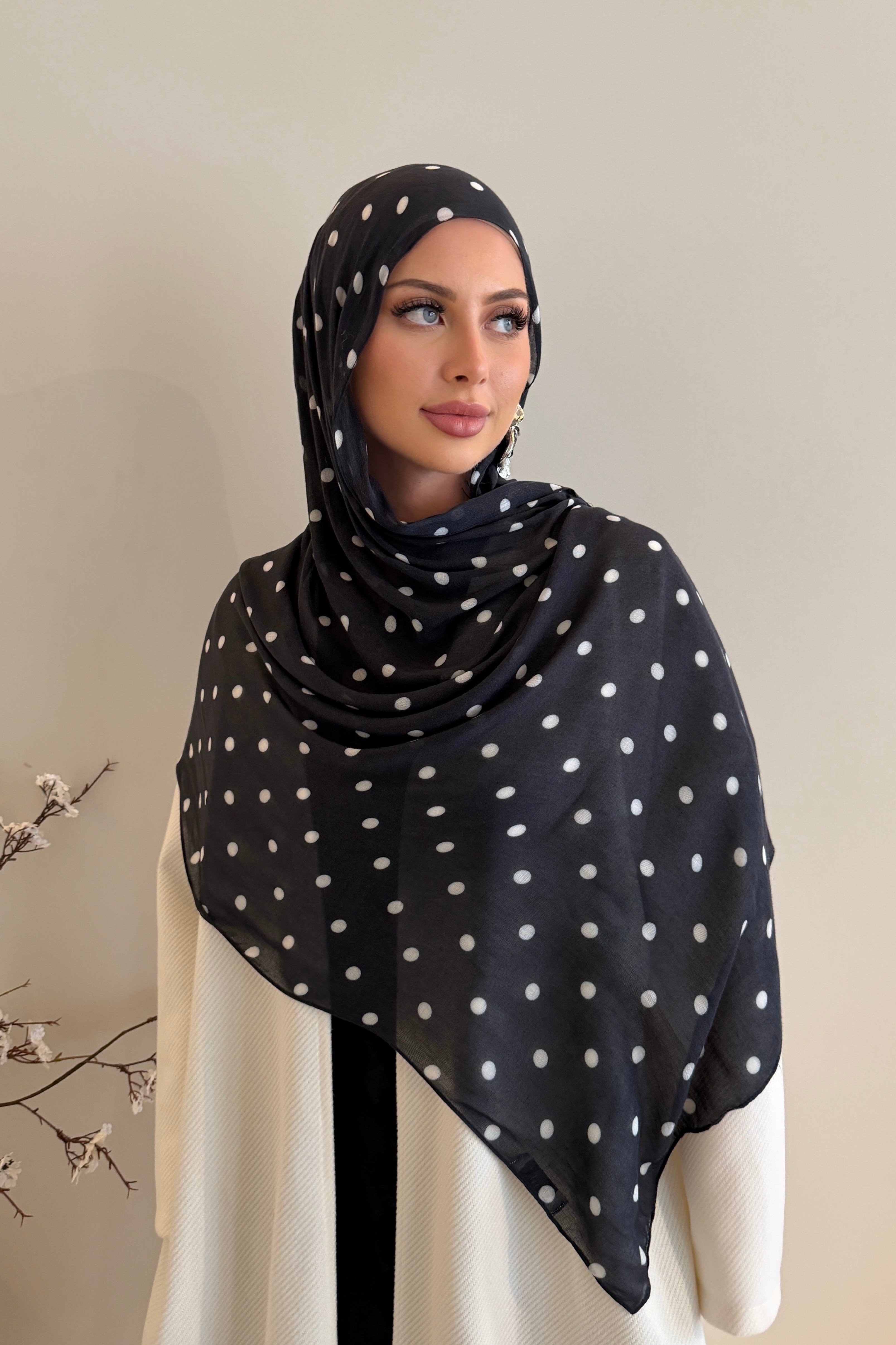 Midnight Polka - Printed Modal Hijab