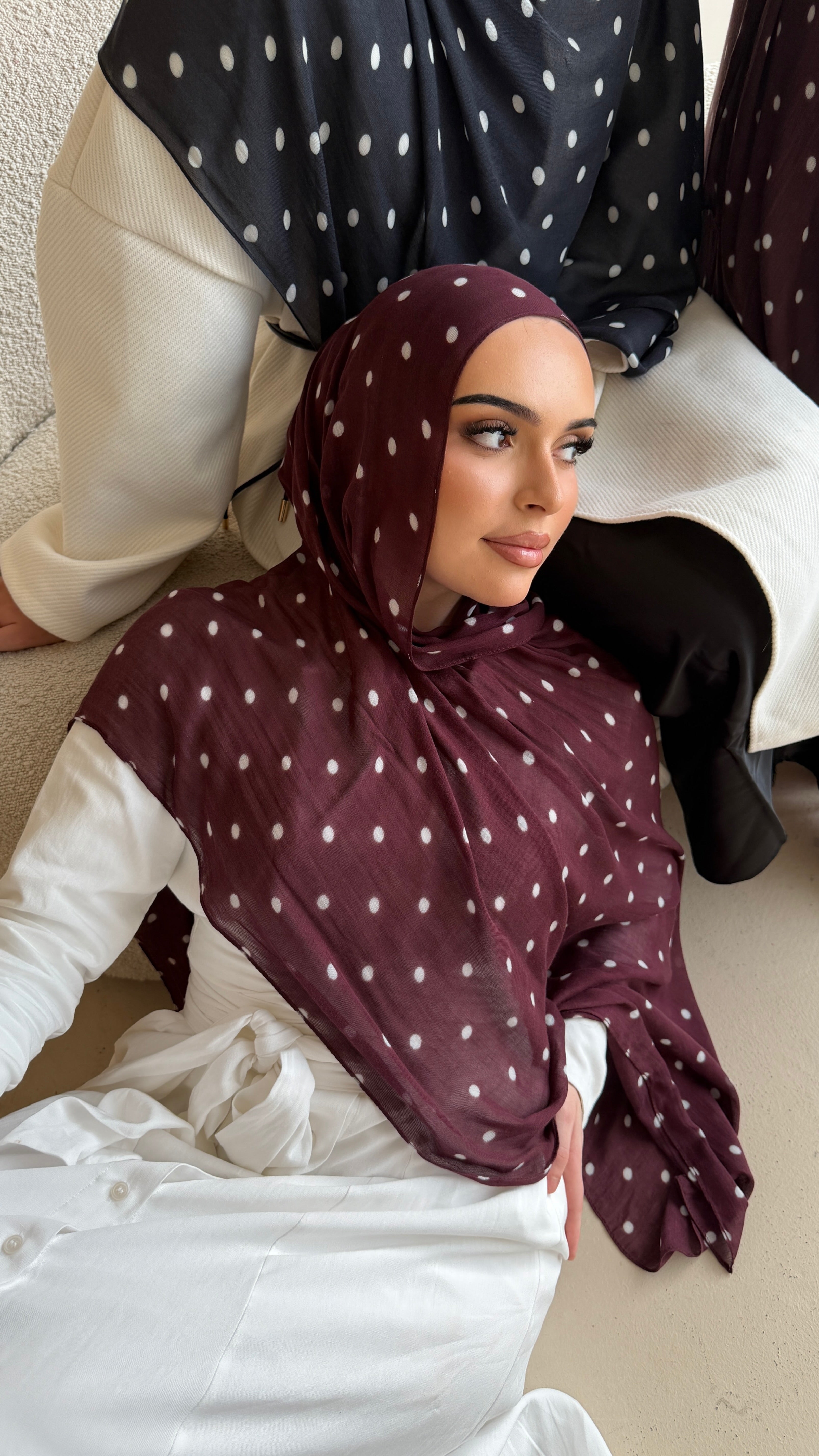 Plum Polka - Printed Modal Hijab
