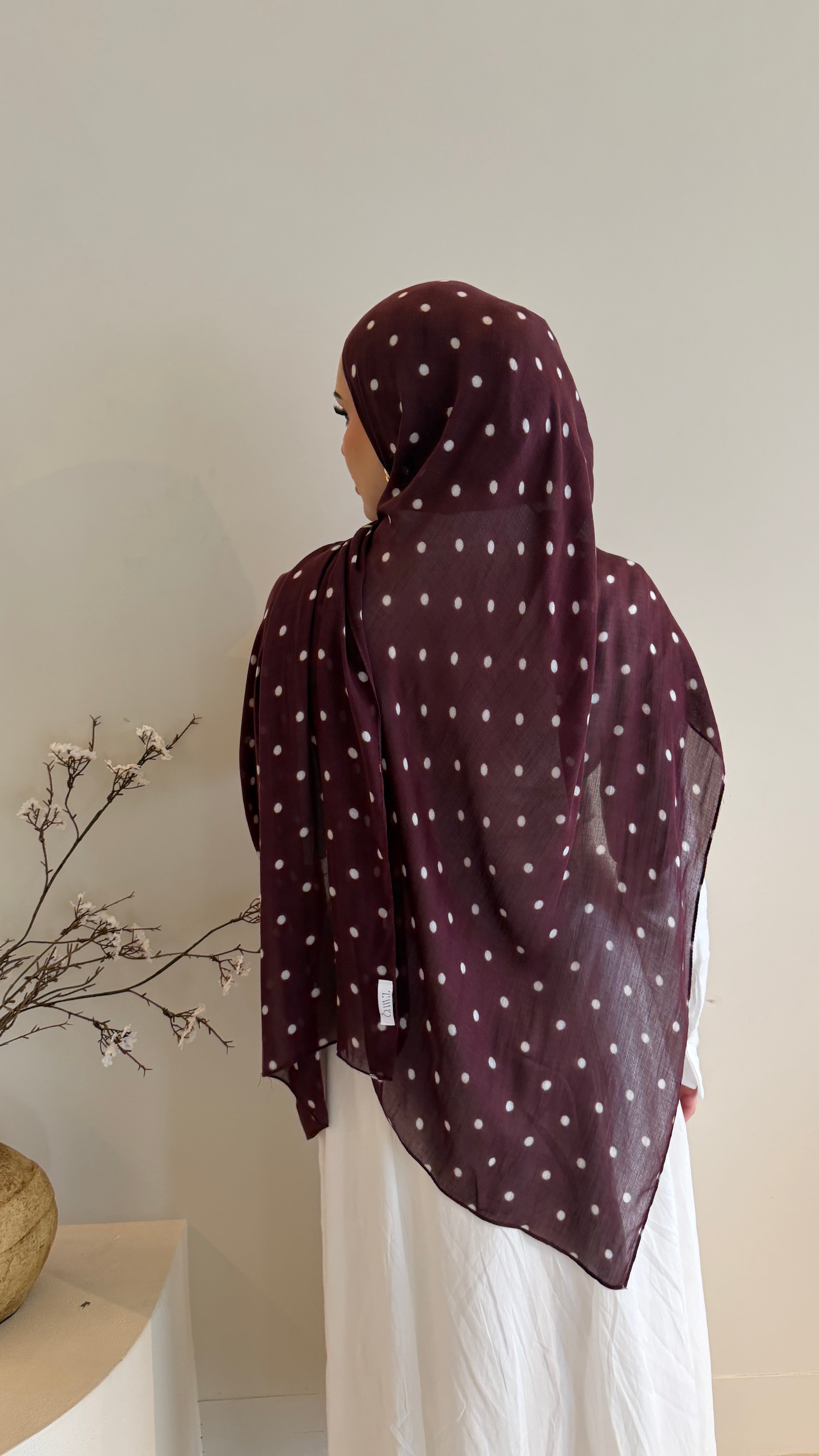 Plum Polka - Printed Modal Hijab
