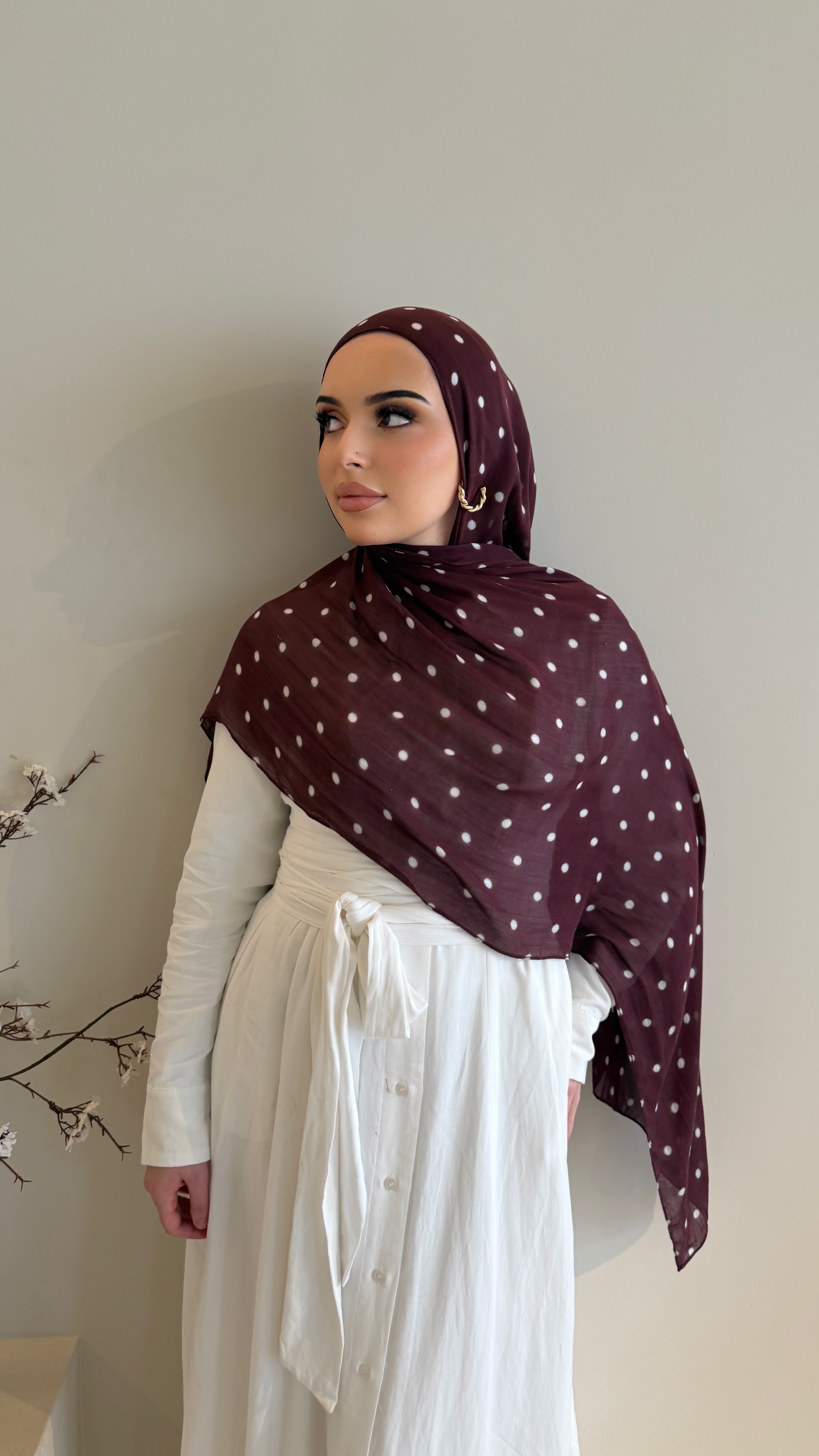 Plum Polka - Printed Modal Hijab