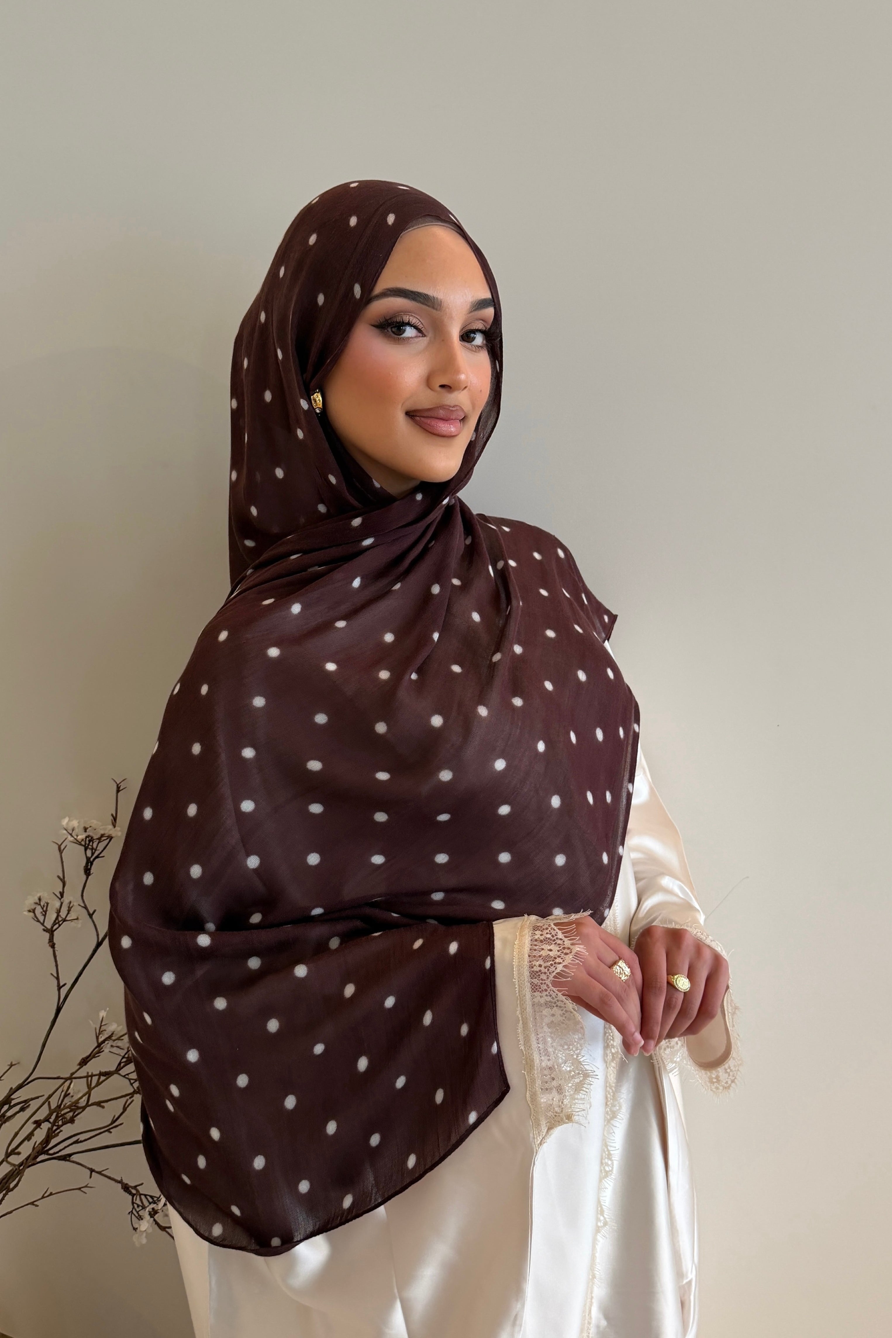 Chocolate Polka - Printed Modal Hijab