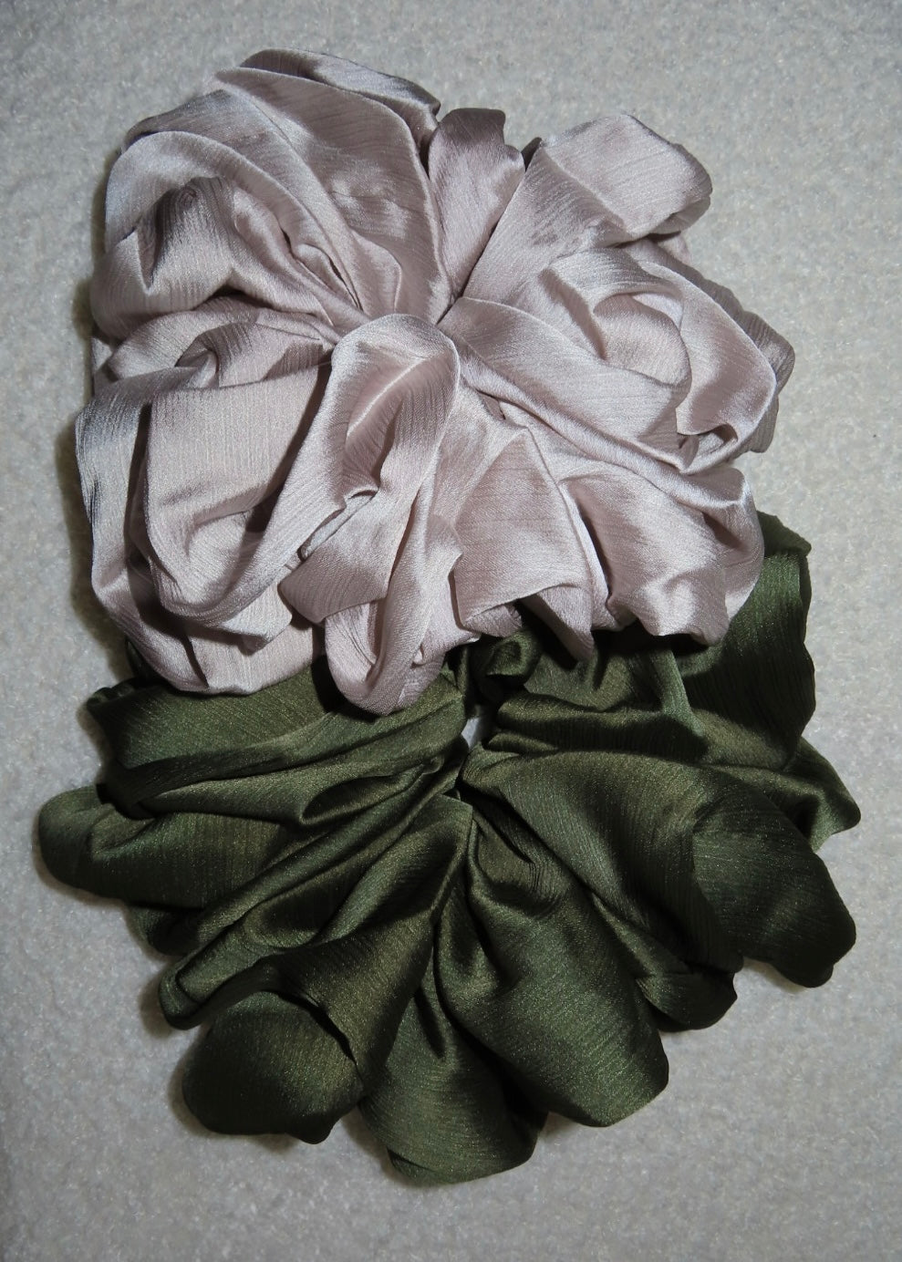 Olive Satin scrunchies