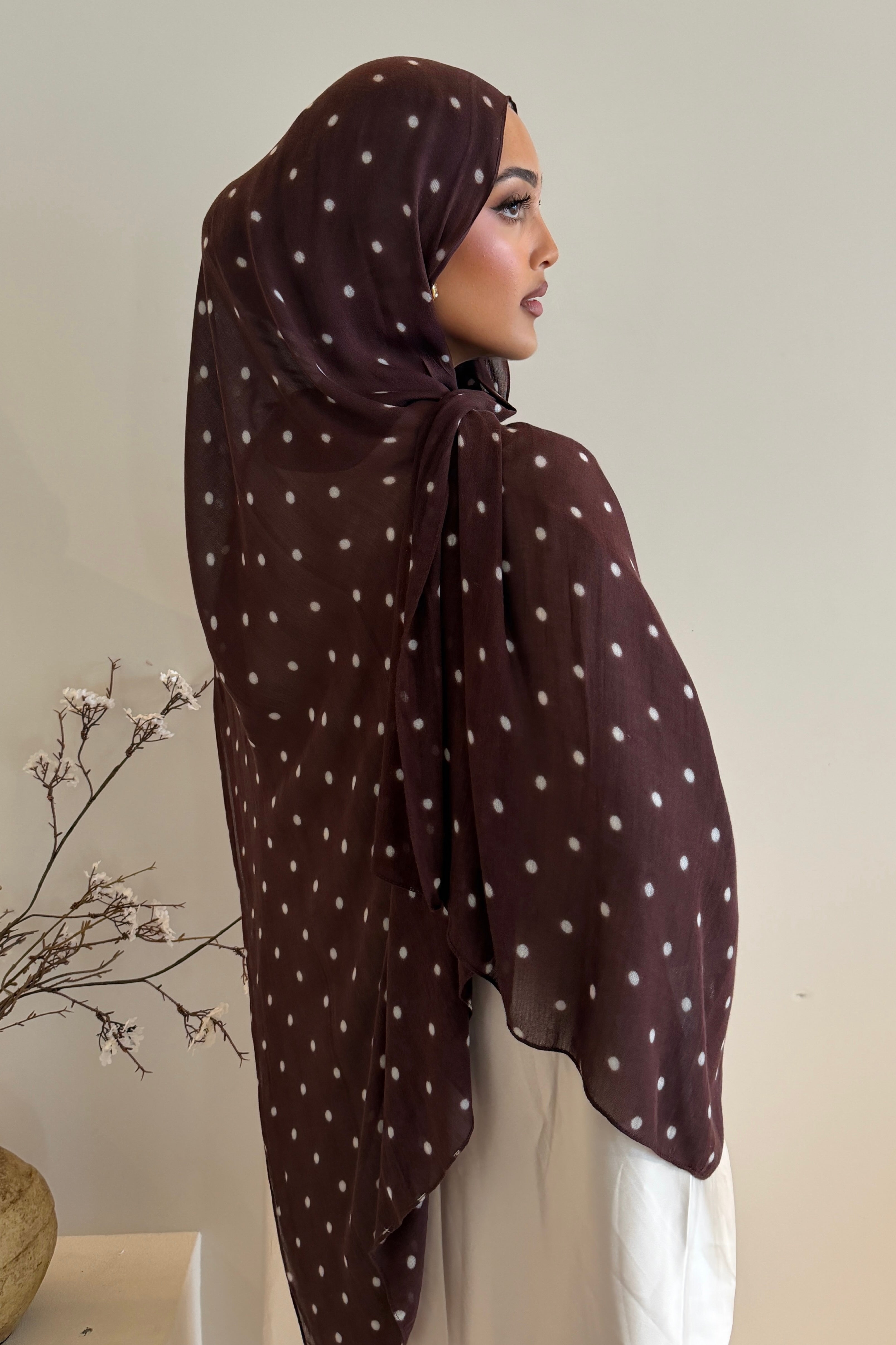 Chocolate Polka - Printed Modal Hijab
