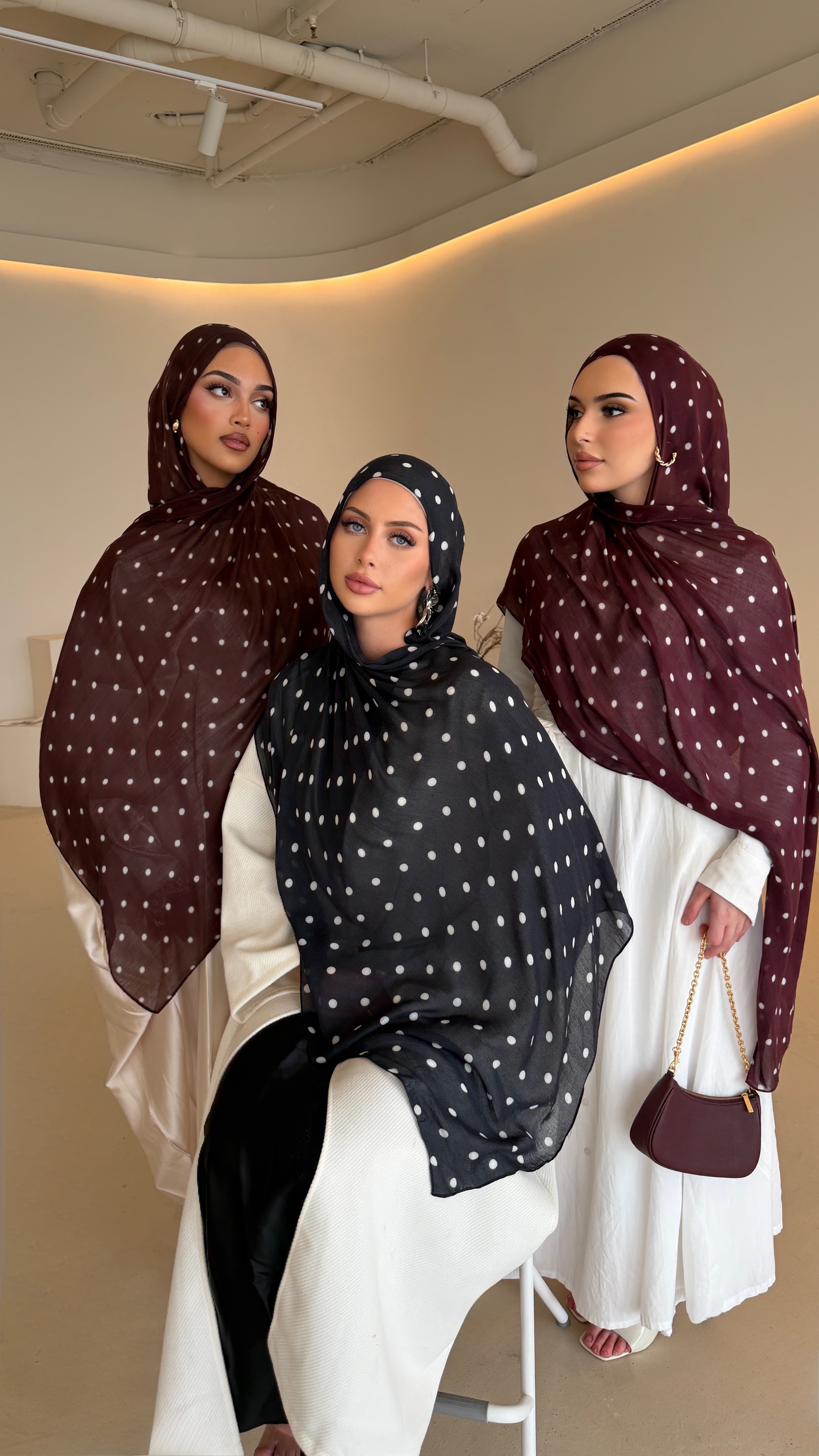 Plum Polka - Printed Modal Hijab