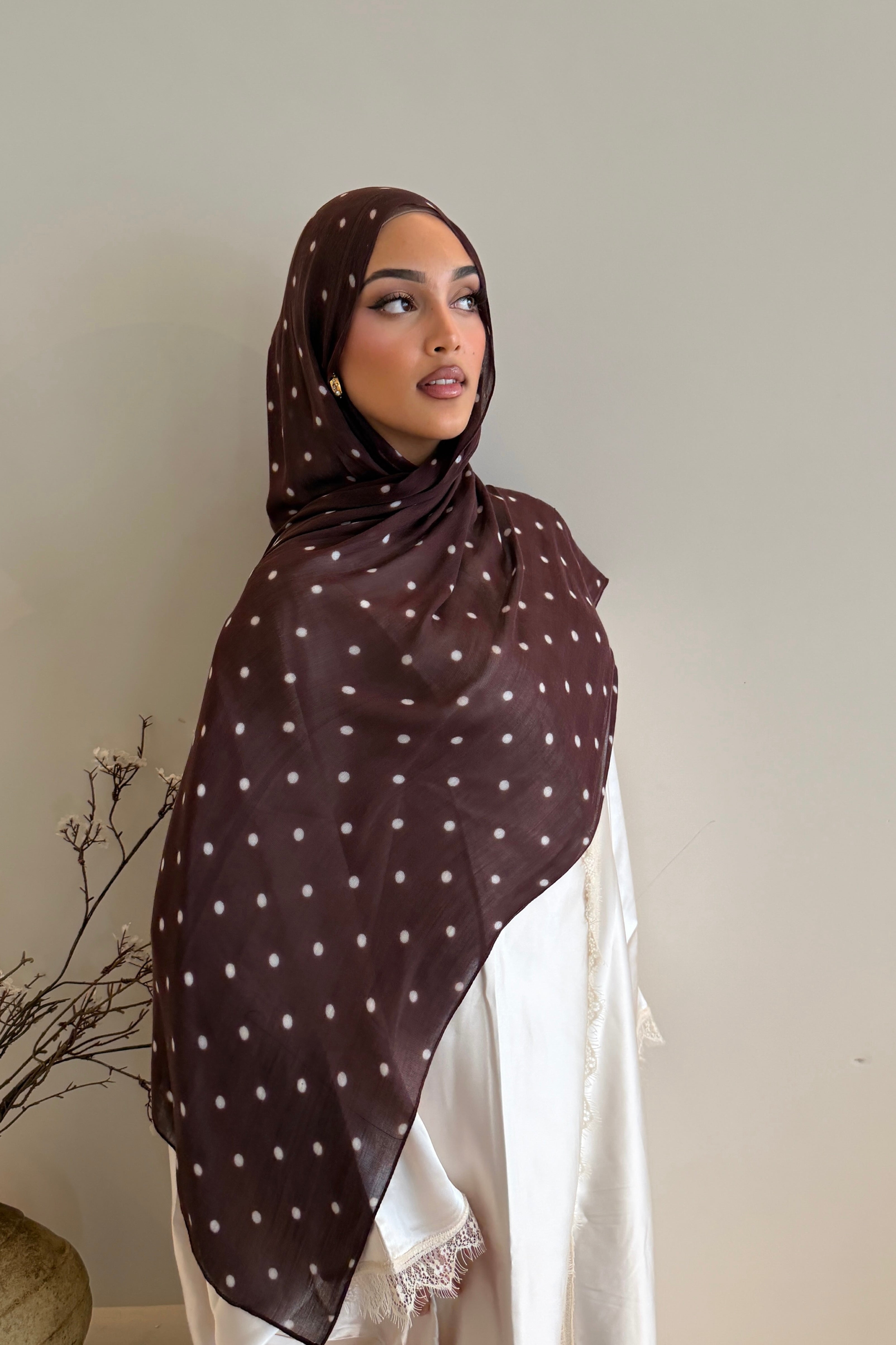 Chocolate Polka - Printed Modal Hijab