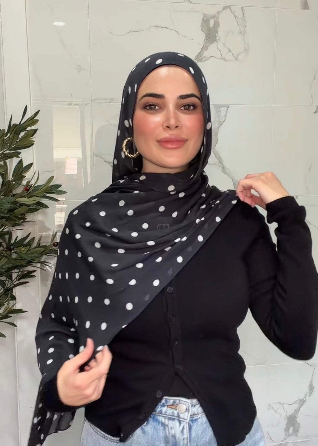 Midnight Polka - Printed Modal Hijab