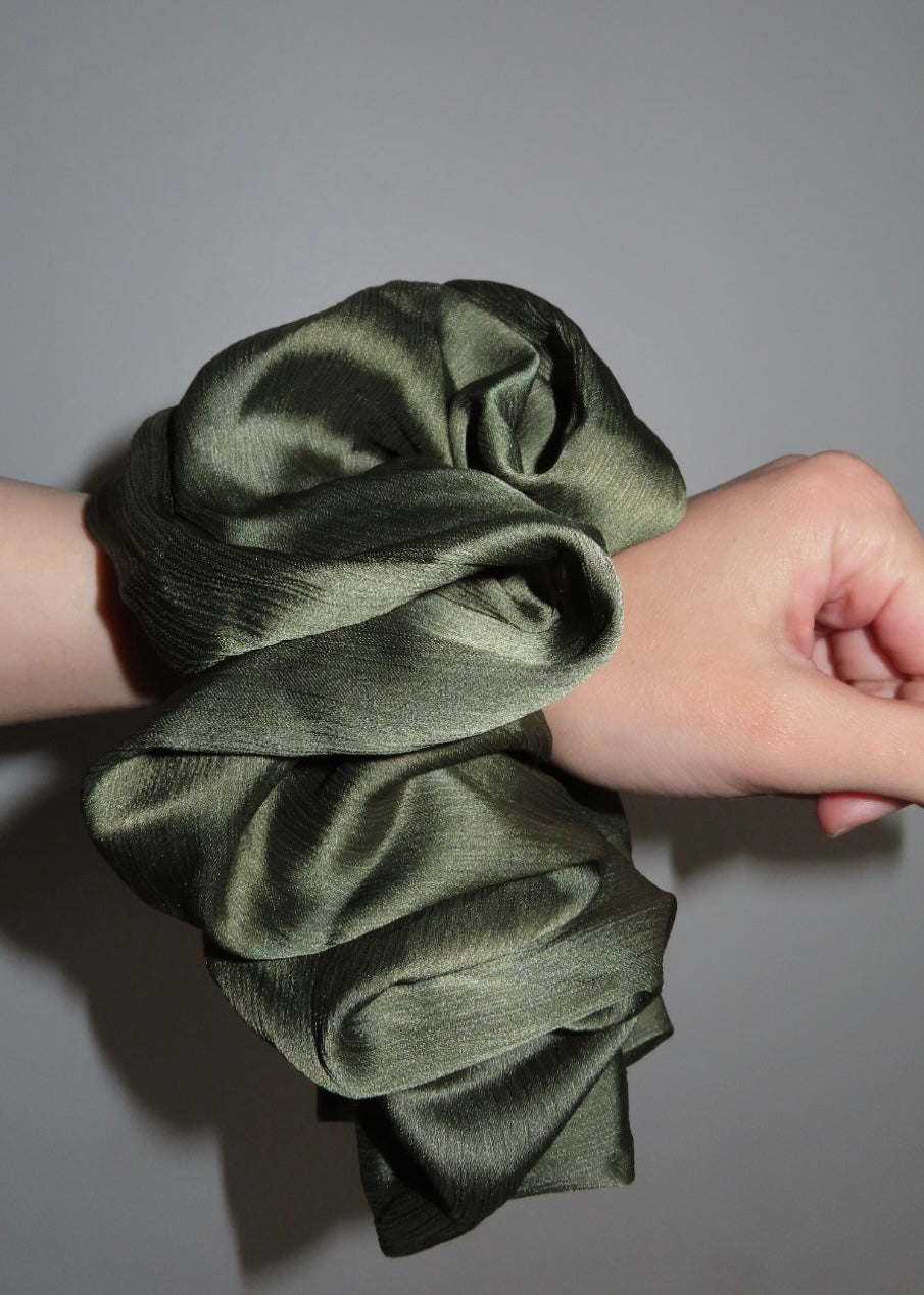Olive Satin scrunchies