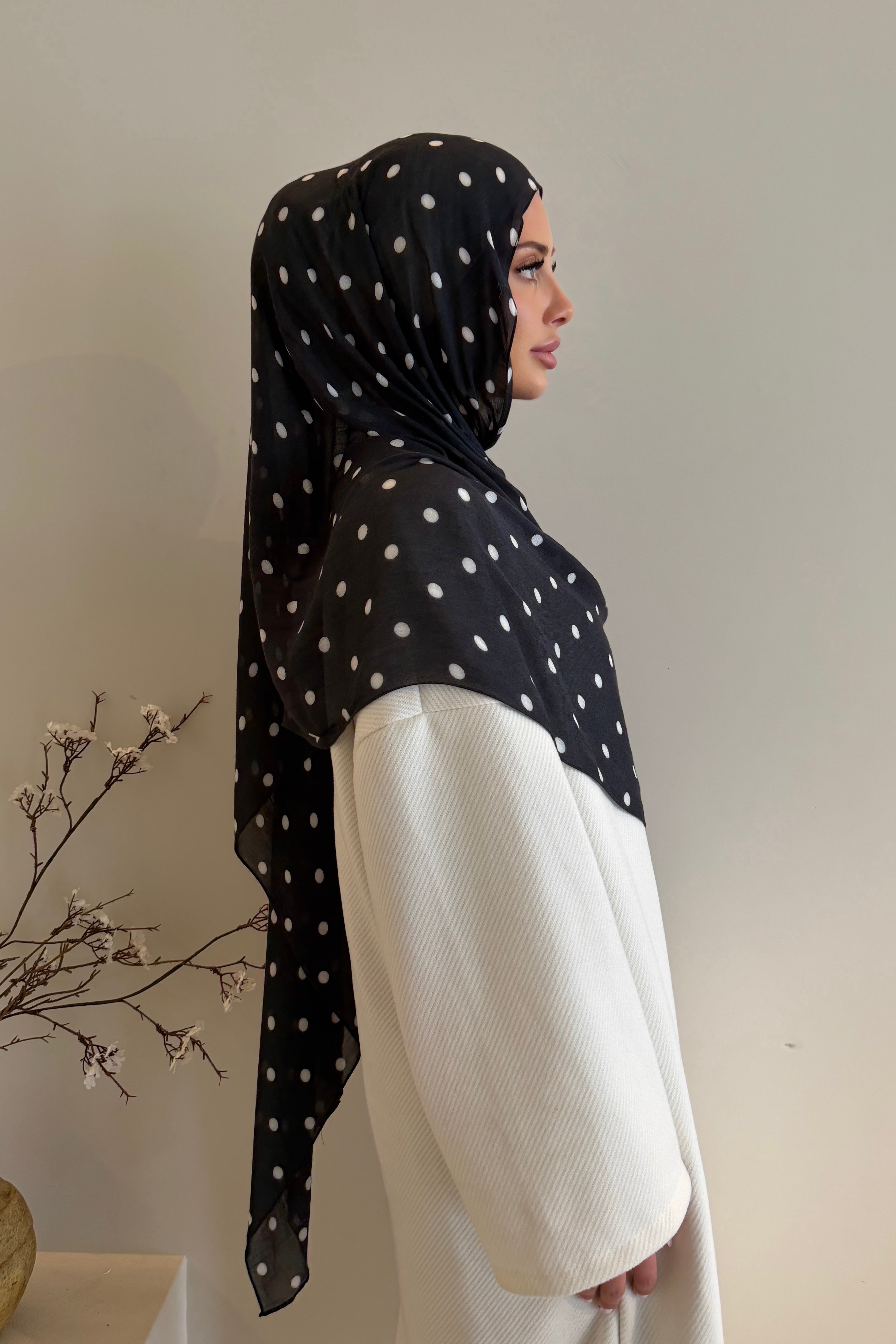 Midnight Polka - Printed Modal Hijab