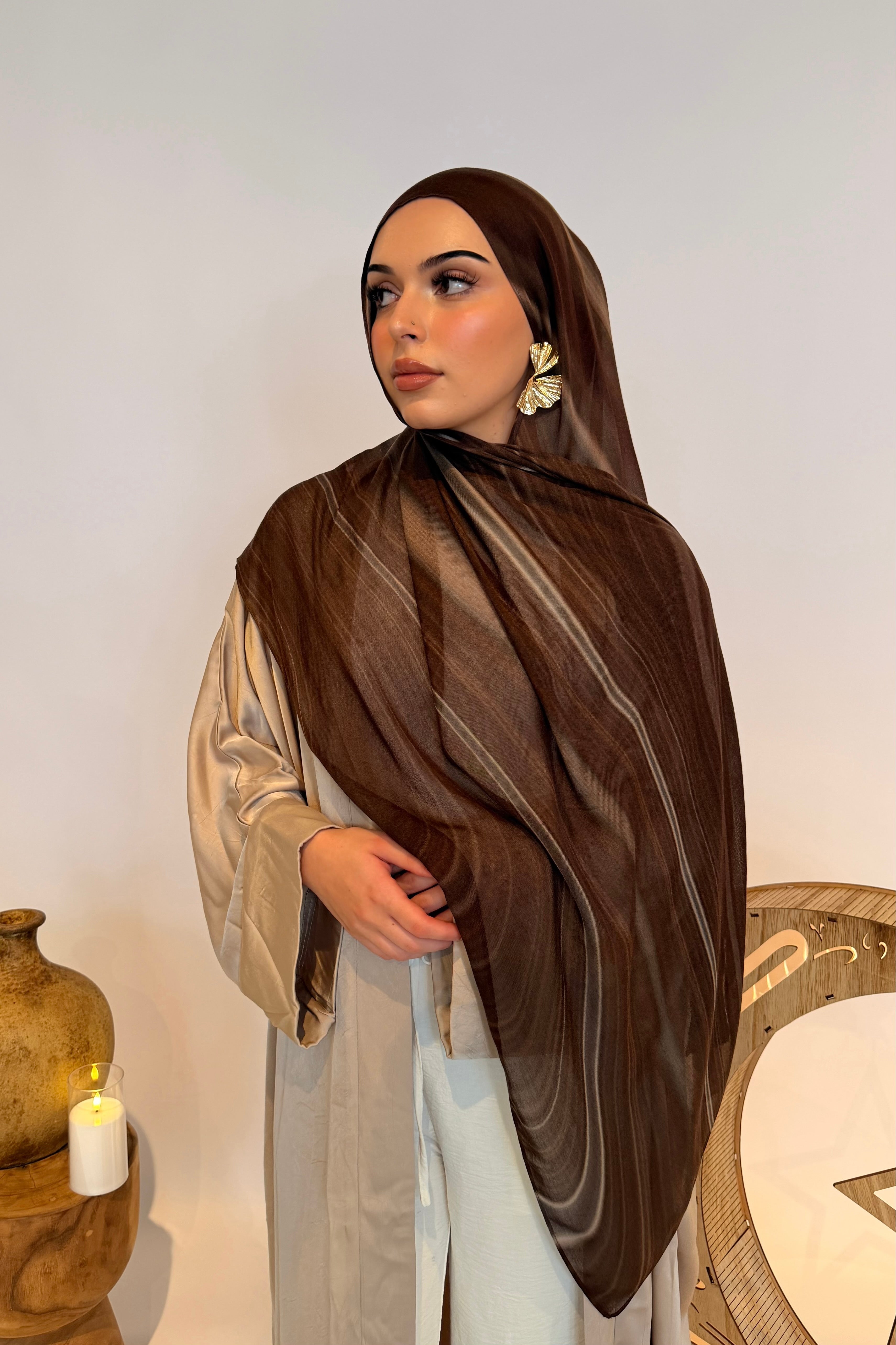 Mocha Swirl - Printed Modal Hijab