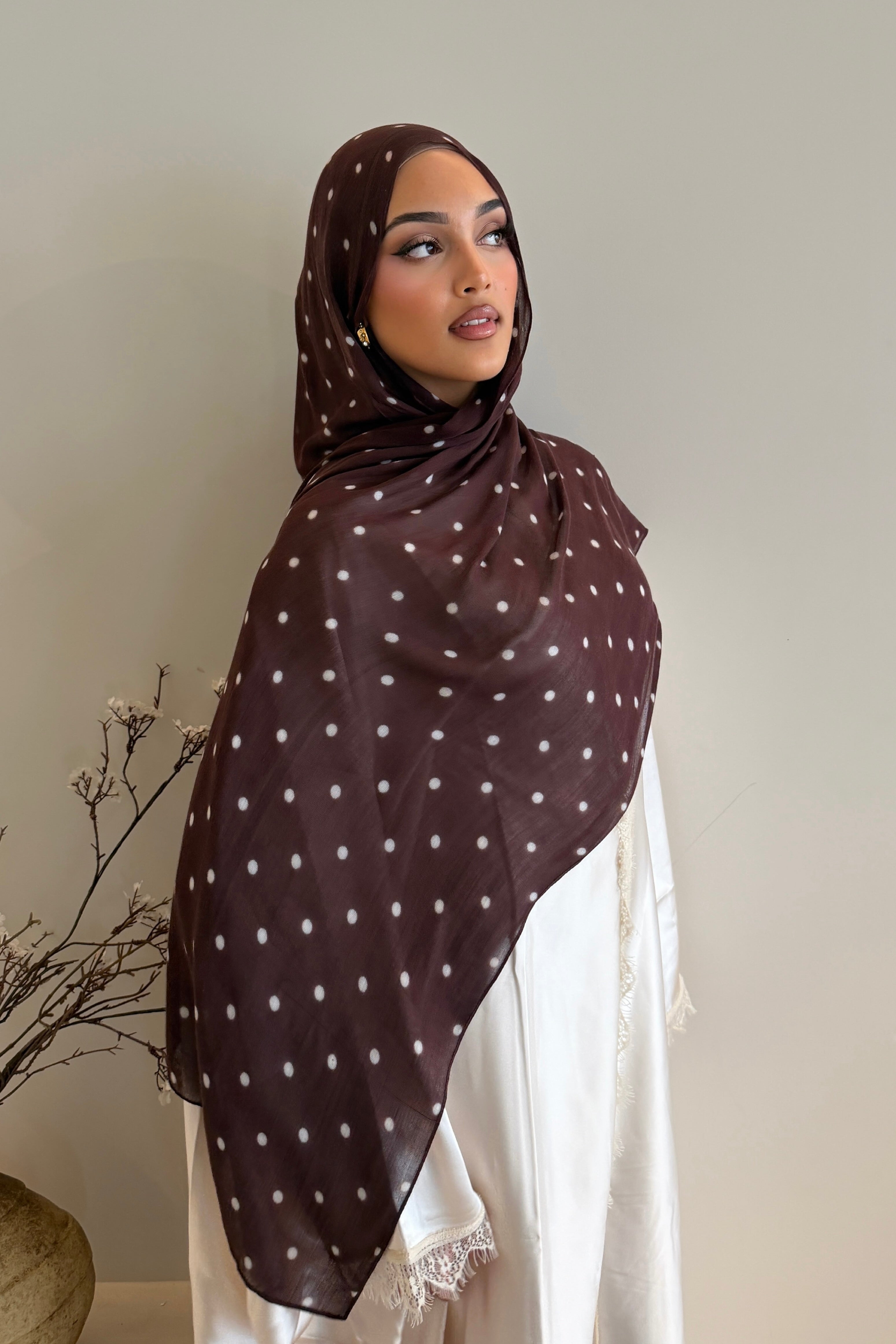Chocolate Polka - Printed Modal Hijab