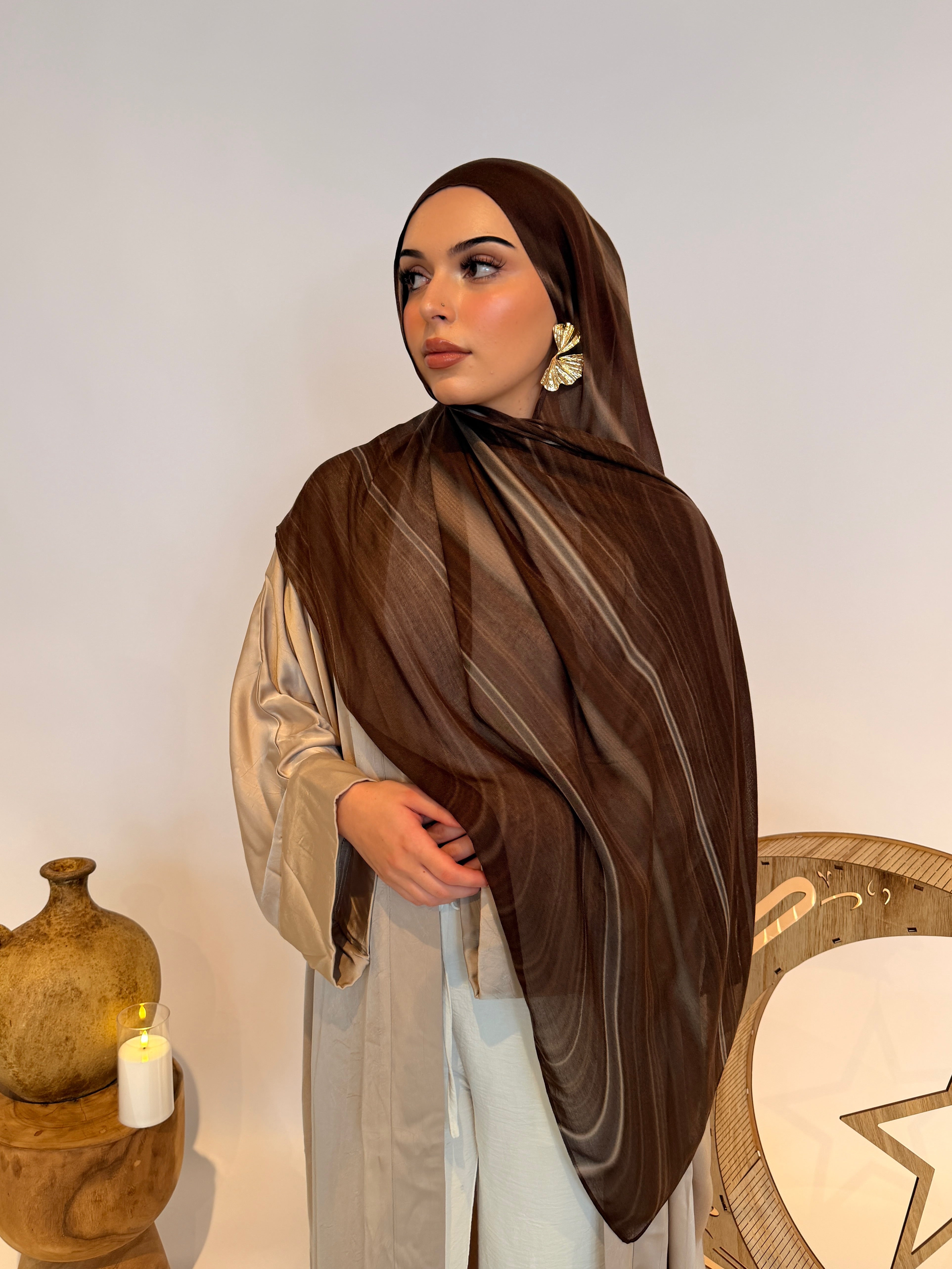 Mocha Swirl - Printed Modal Hijab