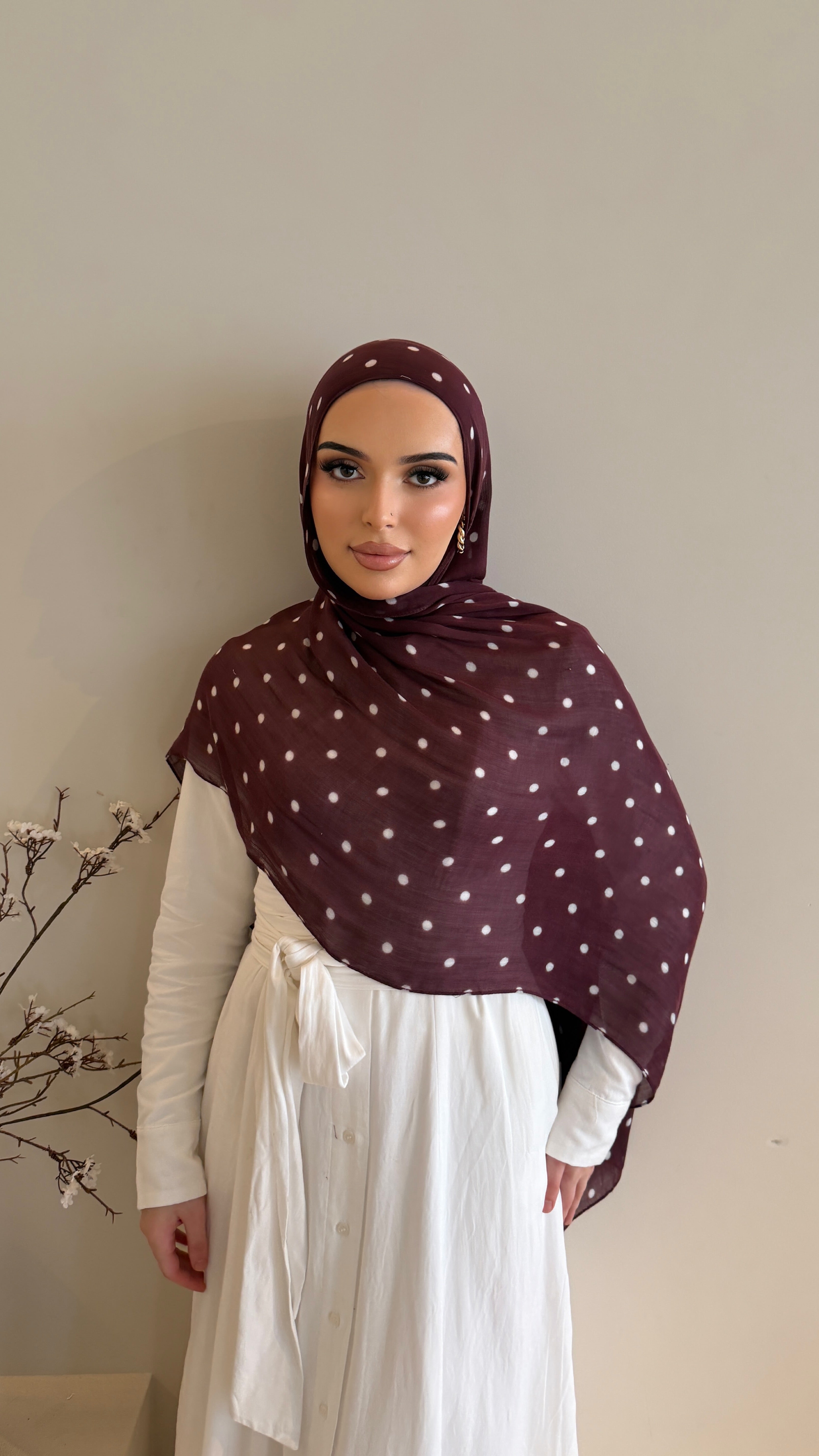 Plum Polka - Printed Modal Hijab