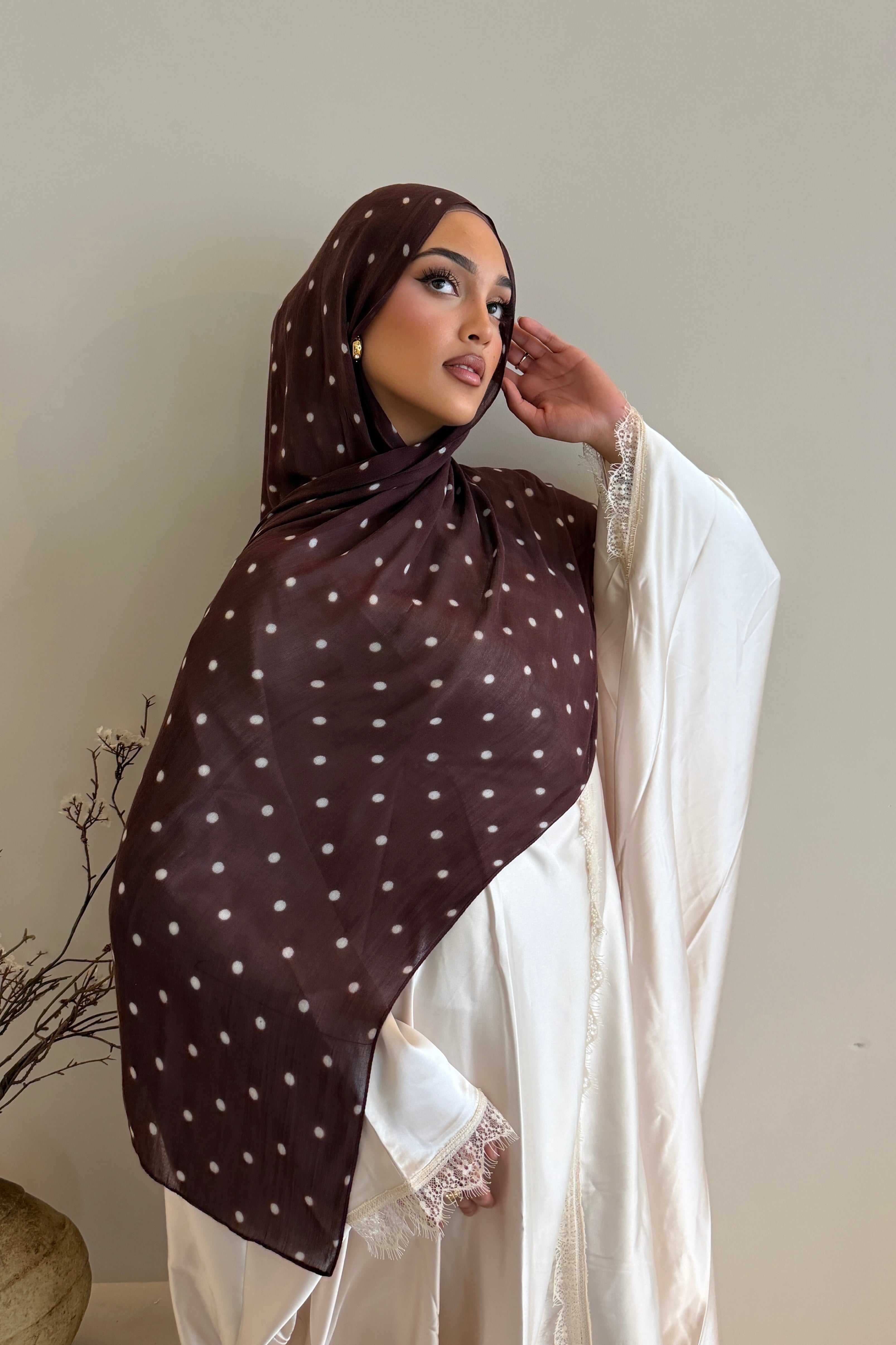 Chocolate Polka - Printed Modal Hijab