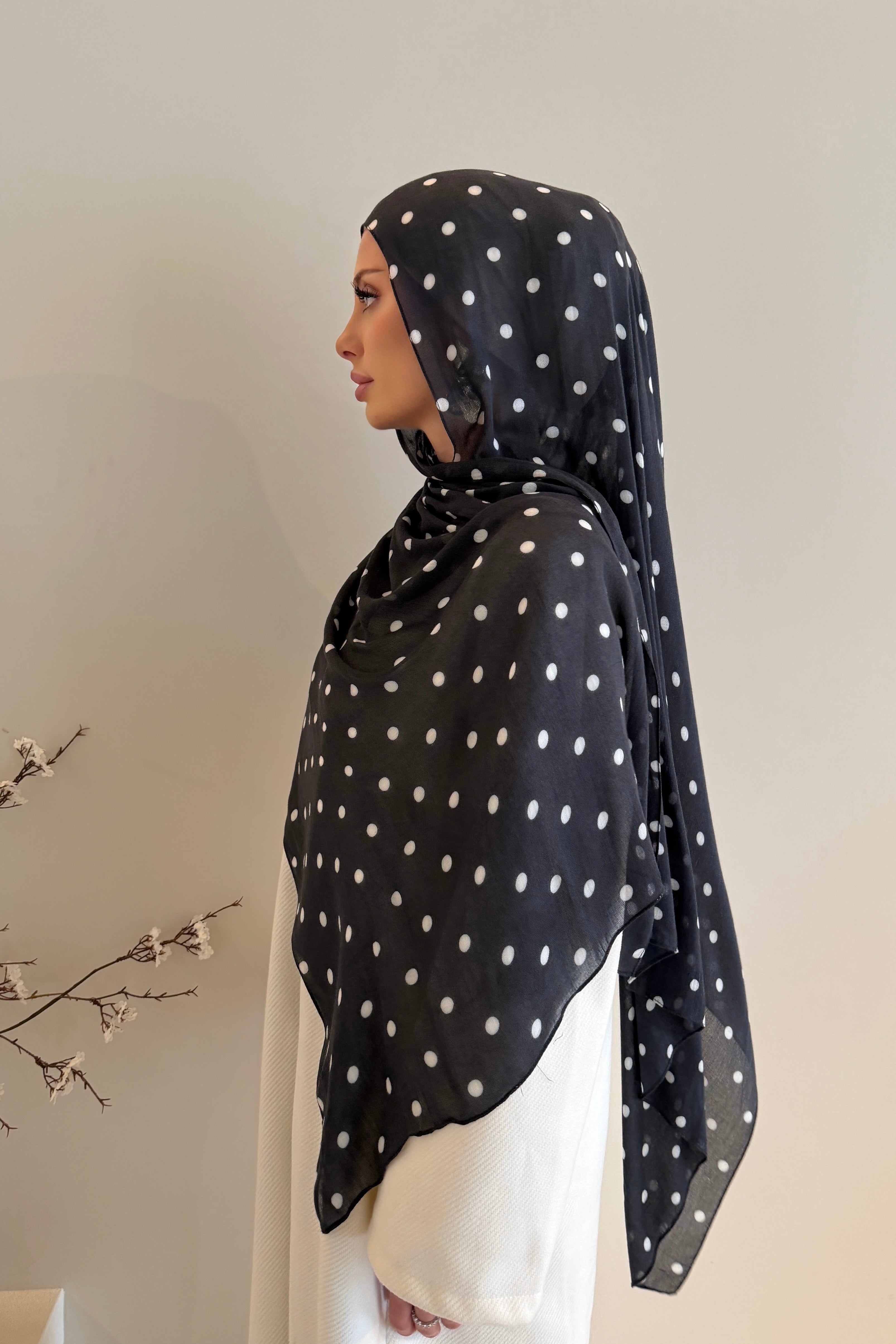 Midnight Polka - Printed Modal Hijab