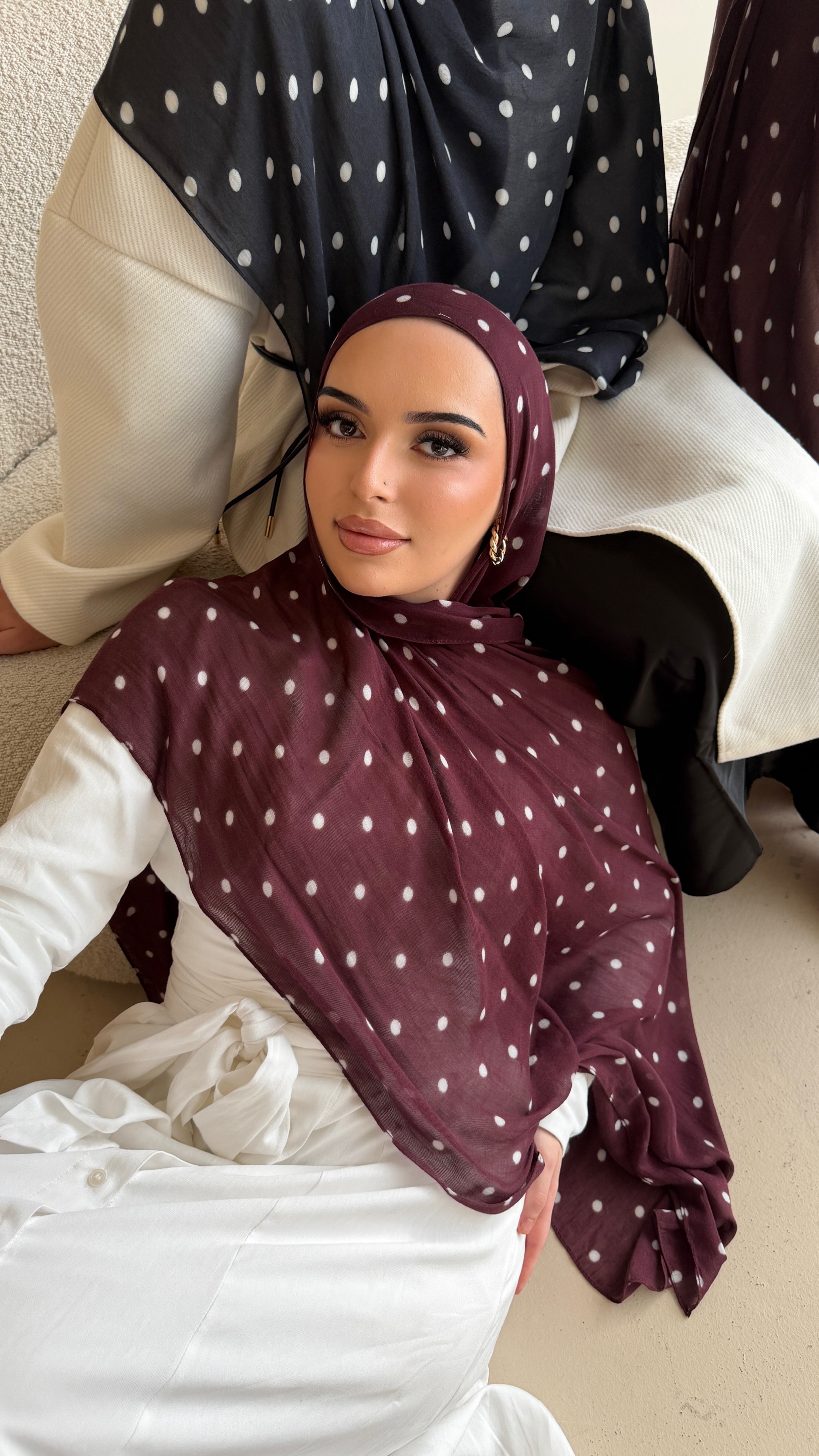 Plum Polka - Printed Modal Hijab